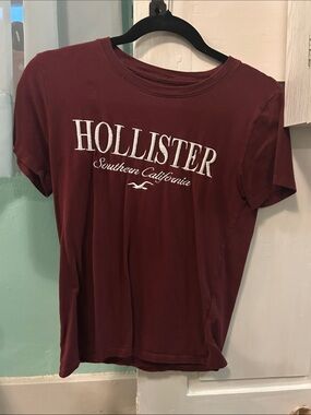 Hollister Maroon Short Sleeve Logo Tee